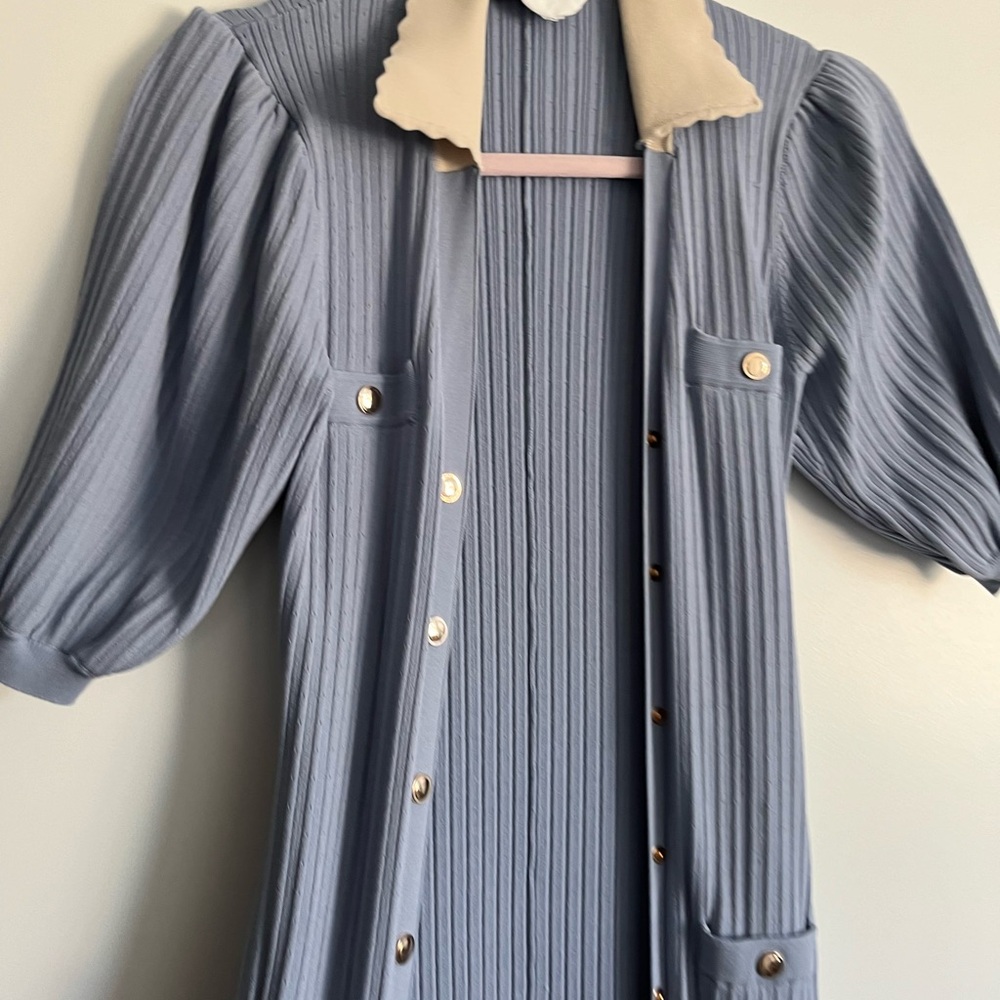 Elegant Long Sleeve Blue Dress